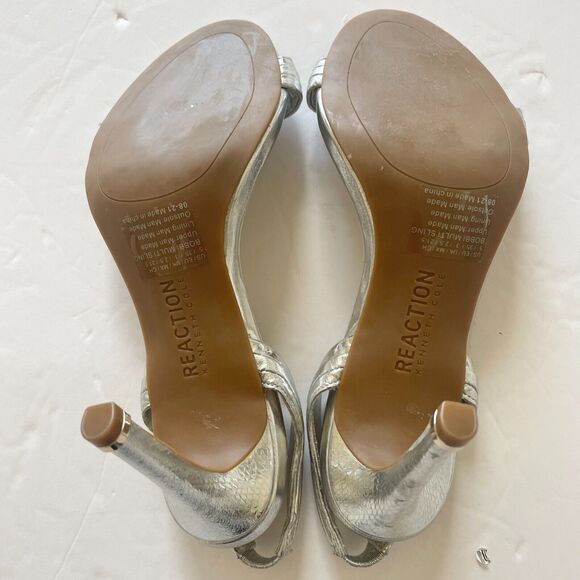 Kenneth Cole Bobbi Womens Sling Back Heeled Sandal Silver 5M - Picture 8 of 9